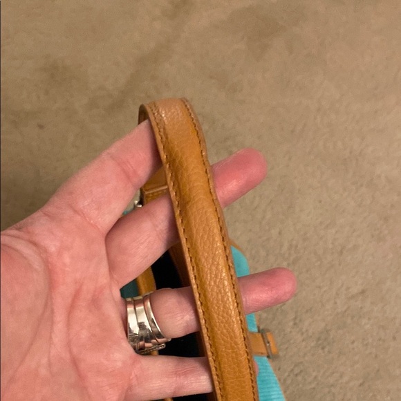 Bath & Body Works Tan and Turquoise Handbag with Corduroy Fabric - Picture 12 of 15